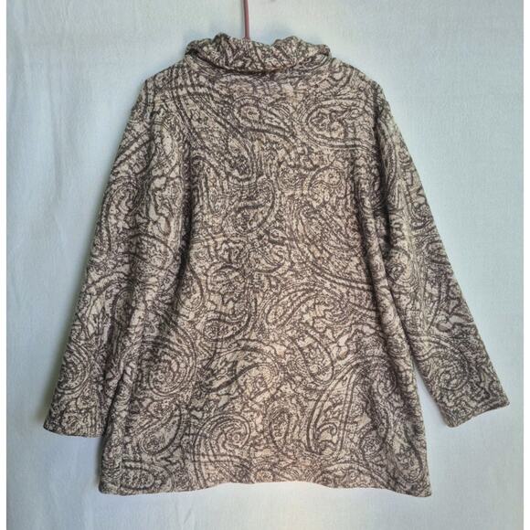 J.Jill Women's L Mocha Textured Paisley Pure Jill Curved Front Printed Cardi - Picture 8 of 12